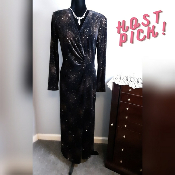 GORGEOUS Evening Dress, Blk Velvet w/Bling, sz 10 - Picture 2 of 7